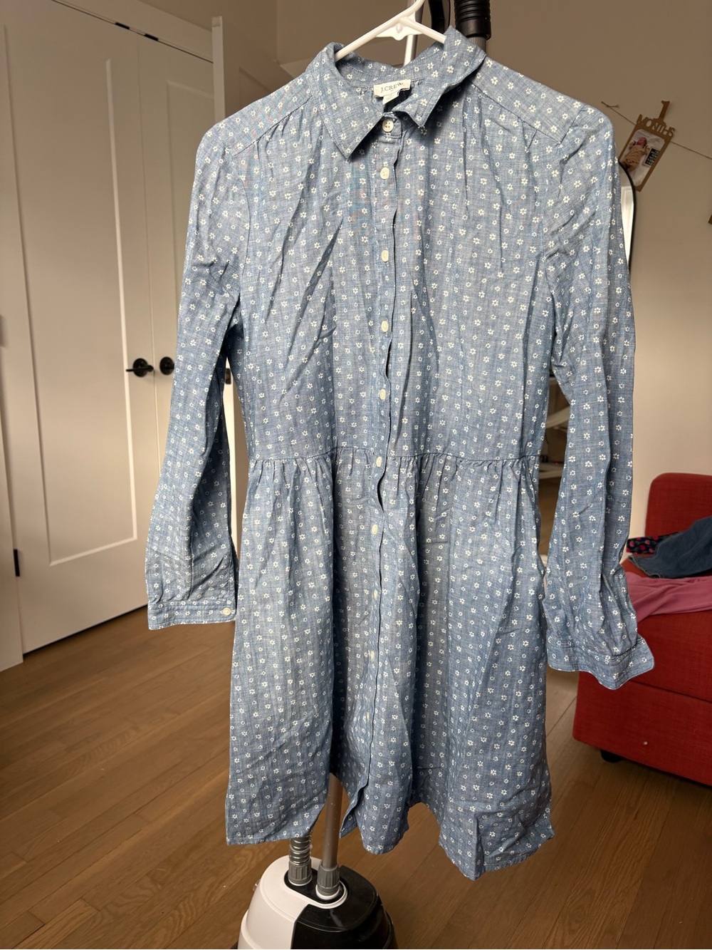 J. Crew Light Blue Floral Button-Front Dress